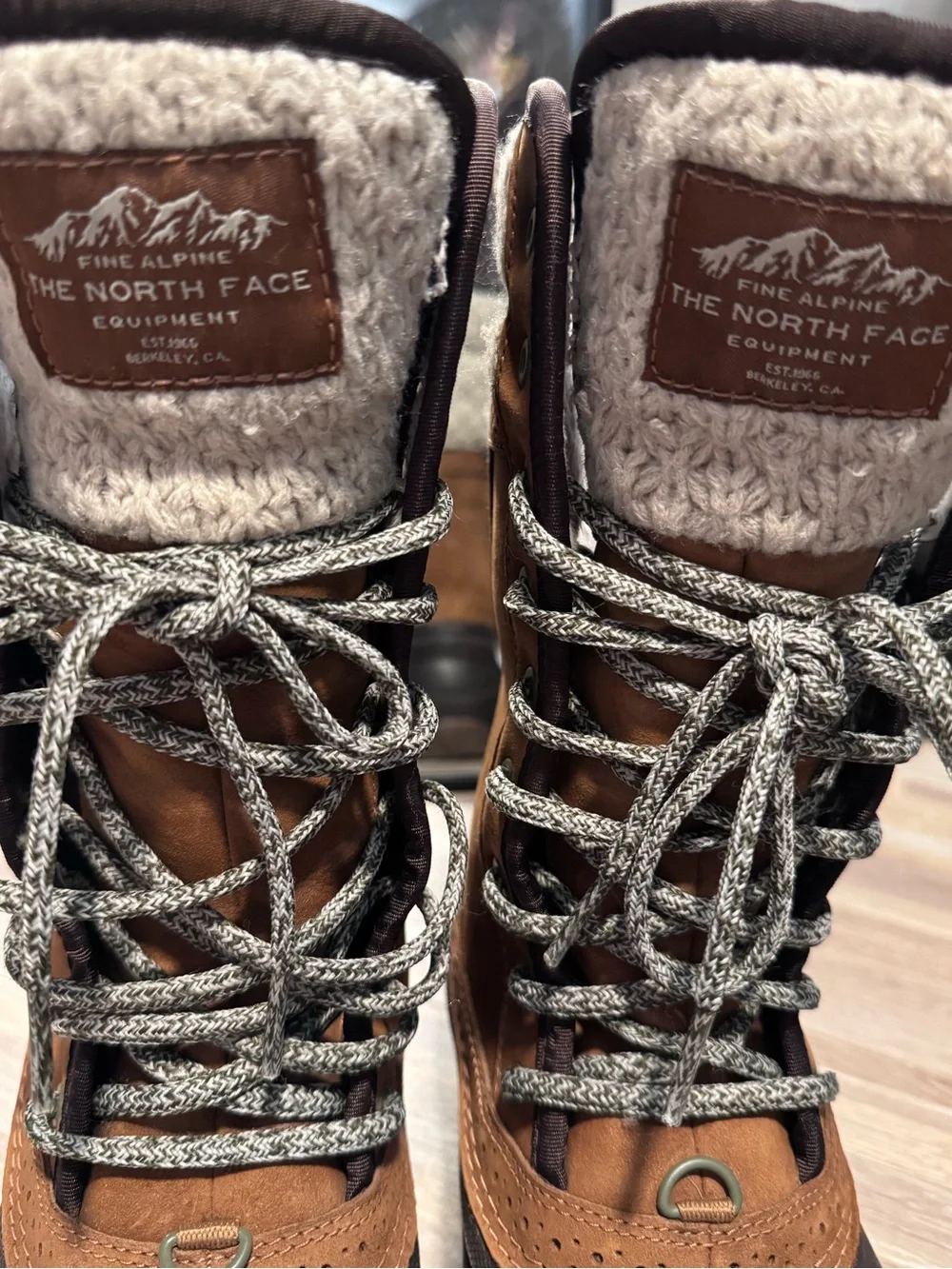 The North Face Men’s Brown Hiking Boots with Olive Tread Accents